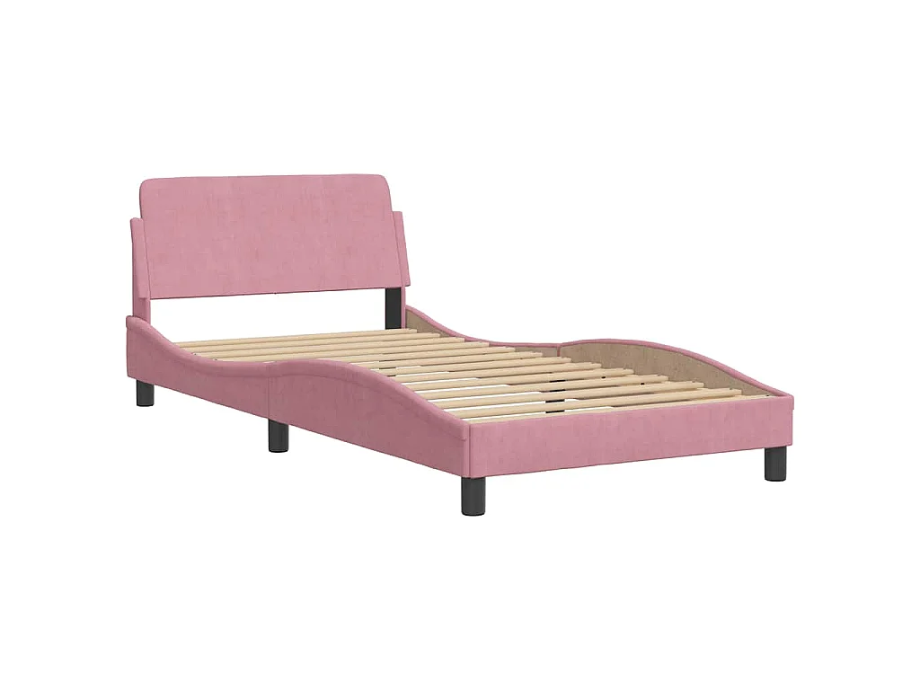 Cadre de lit sans matelas Hanko rose 100x200 cm velours