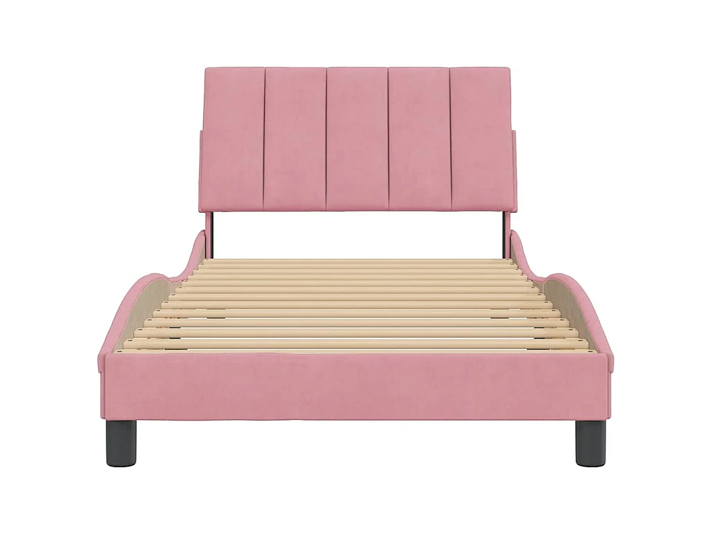 Cadre de lit sans matelas Hanko rose 100x200 cm velours
