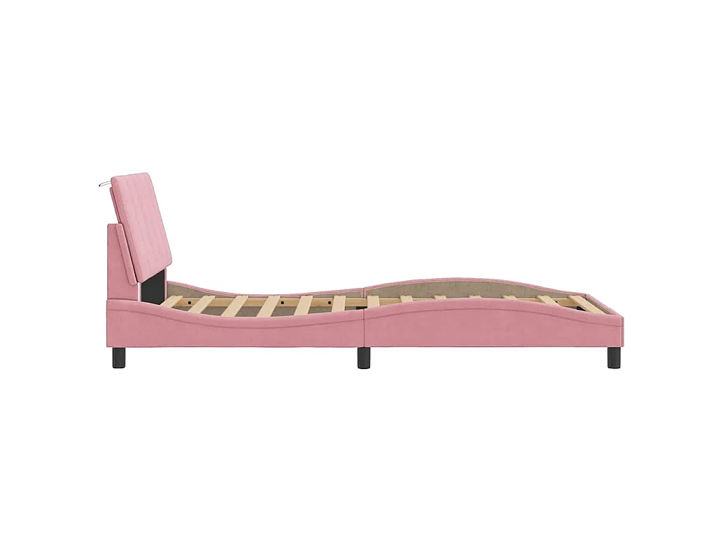 Cadre de lit sans matelas Hanko rose 100x200 cm velours