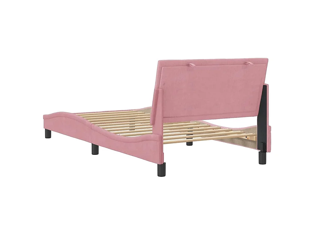 Cadre de lit sans matelas Hanko rose 100x200 cm velours