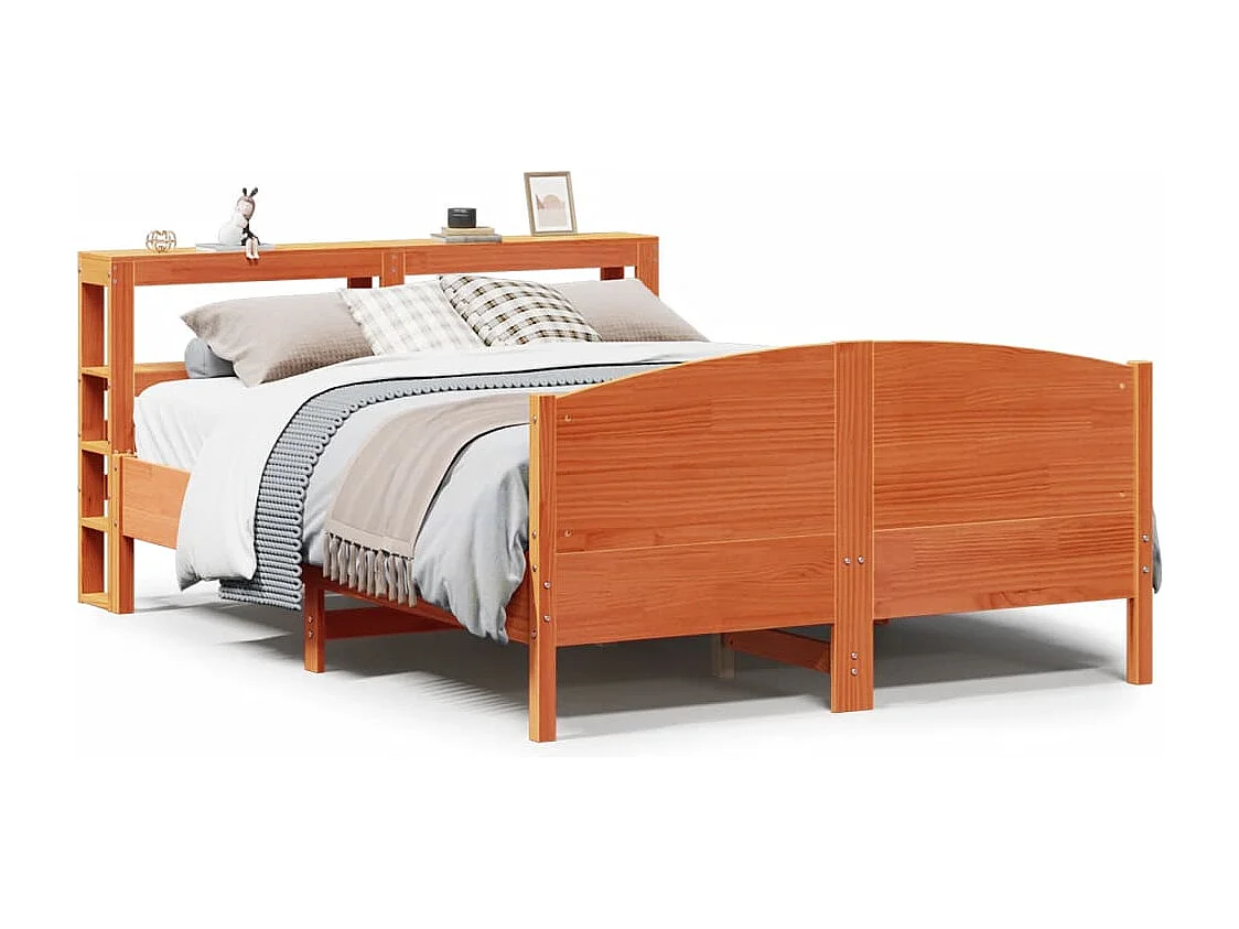 Bed met matras massief grenenhout wasbruin 140x190 cm