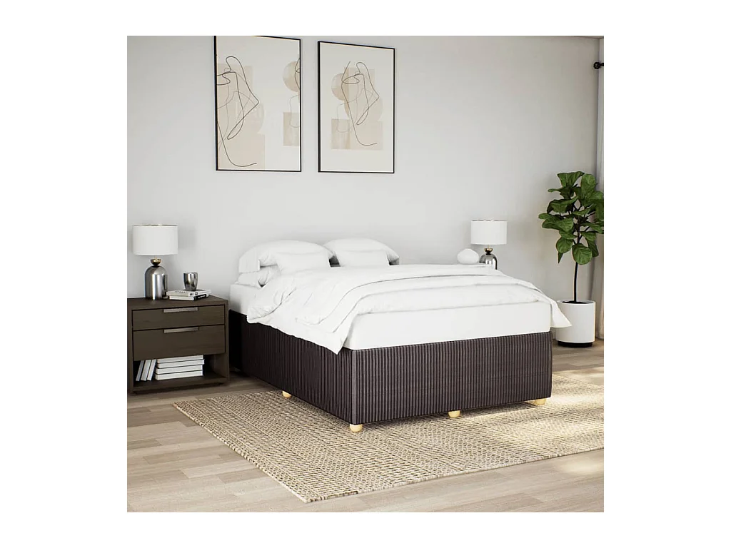 Cadre de lit sans matelas marron foncé 140x190 cm tissu