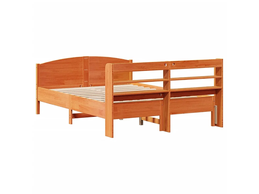 Cadre de lit sans matelas cire marron 160x200cm bois pin massif