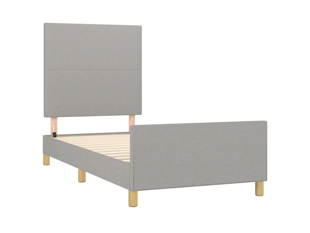Cadre de lit sans matelas gris clair 100x200 cm tissu