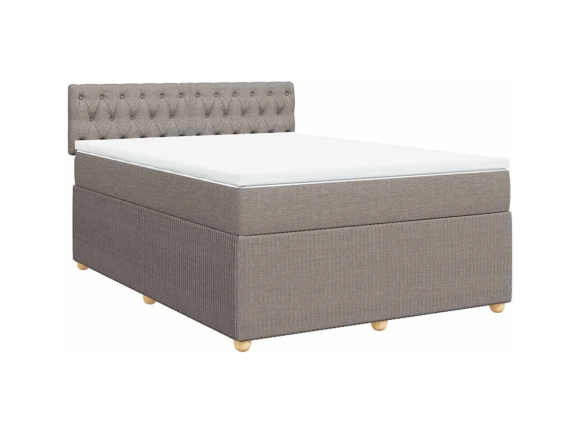 Sommier à lattes de lit avec matelas Taupe 140x190 cm Tissu