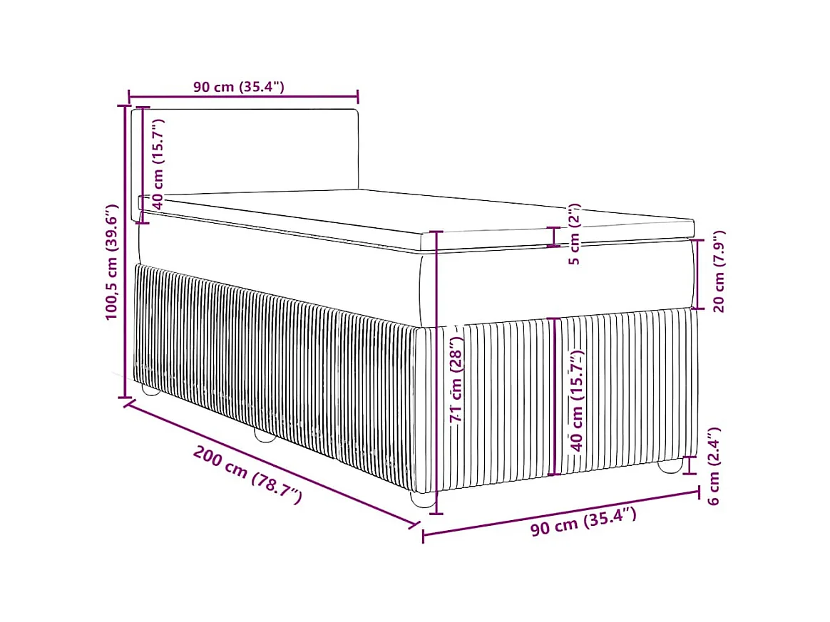 Sommier à lattes de lit avec matelas Crème 90x200 cm Tissu