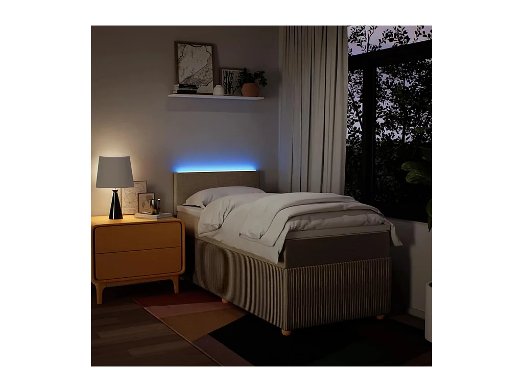 Sommier à lattes de lit avec matelas Crème 90x200 cm Tissu