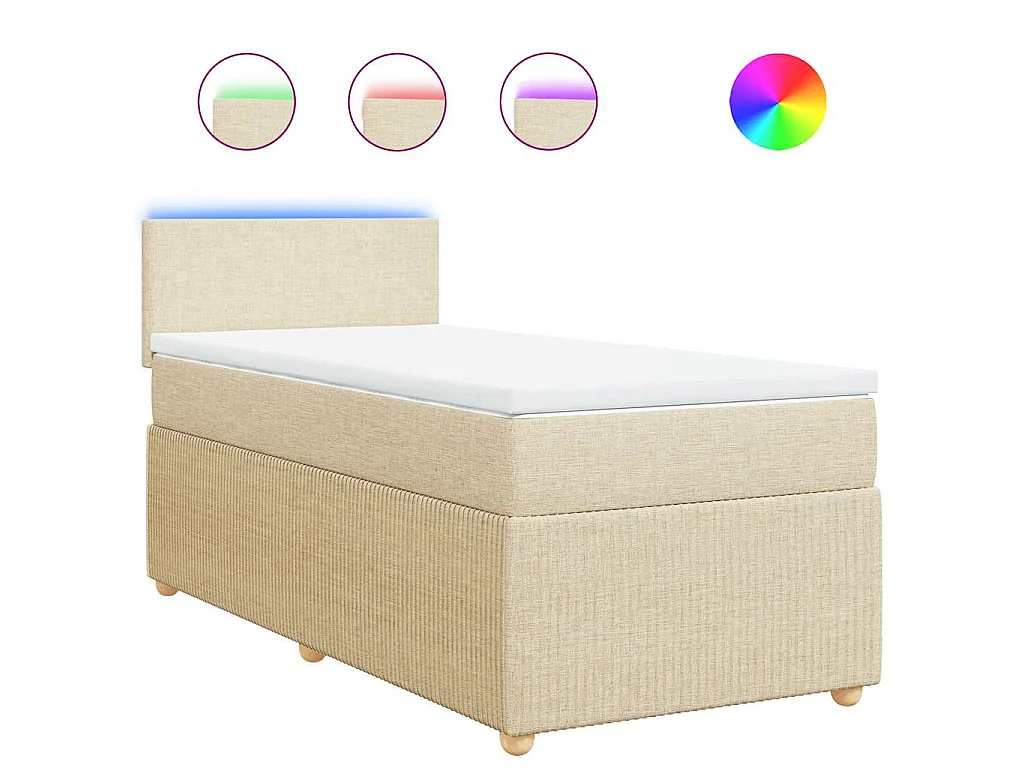Boxspringbett mit Matratze Creme 90x200 cm Stoff