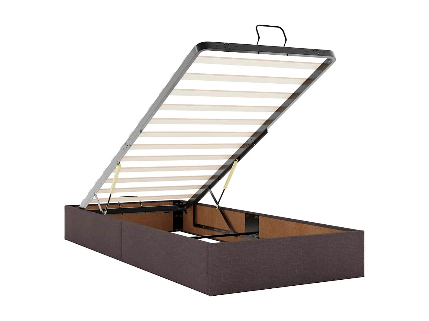 Cadre de lit ottoman avec matelas marron foncé 90x200 cm tissu
