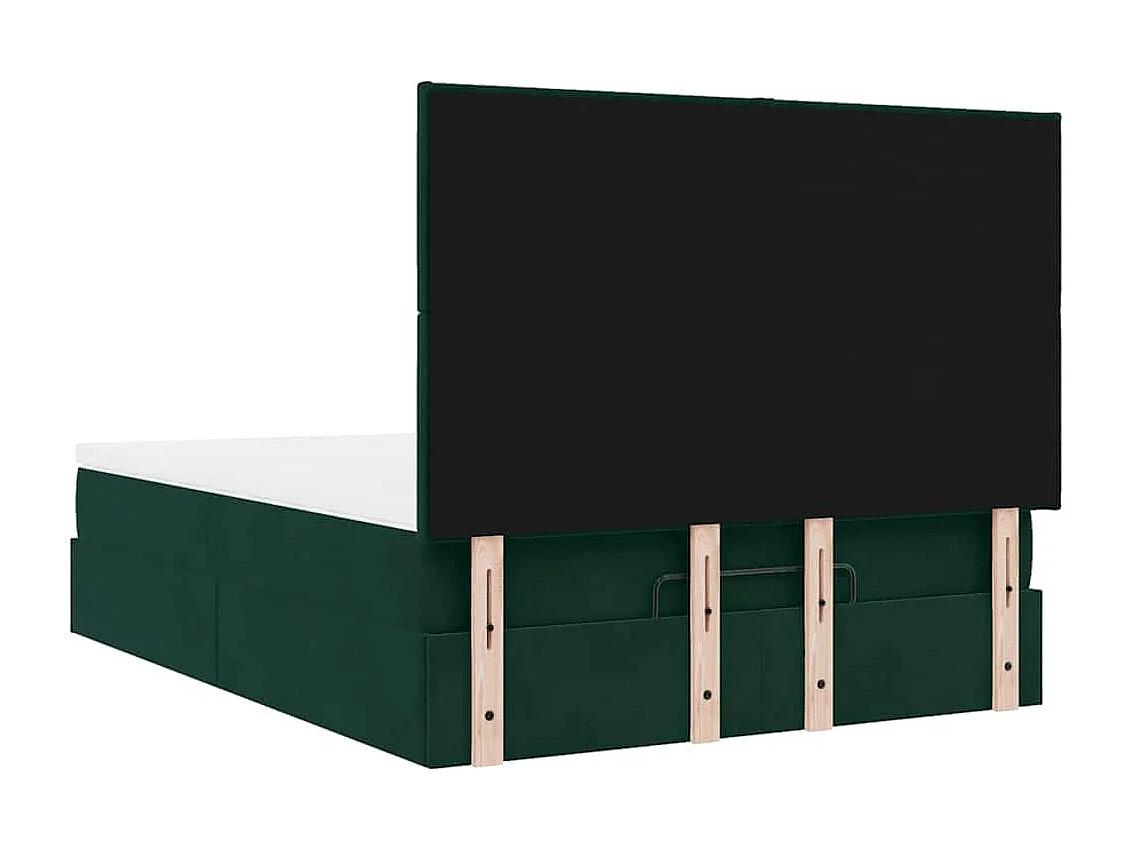 Ottoman-Bett mit Matratzen & LEDs Dunkelgrün 140x200 cm Samt