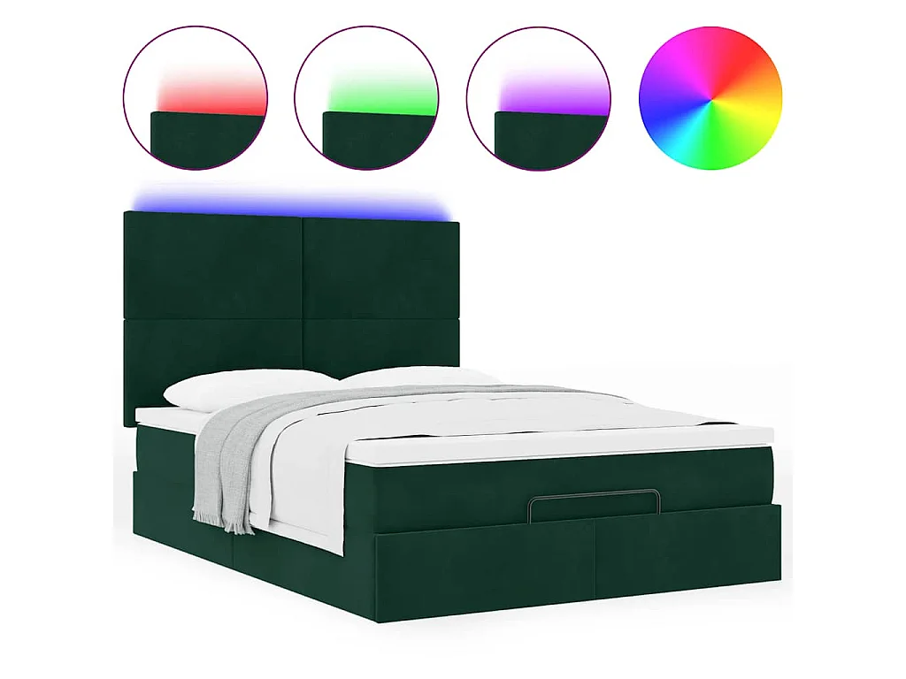Estructura de cama otomana con colchones verde oscuro 140x200cm