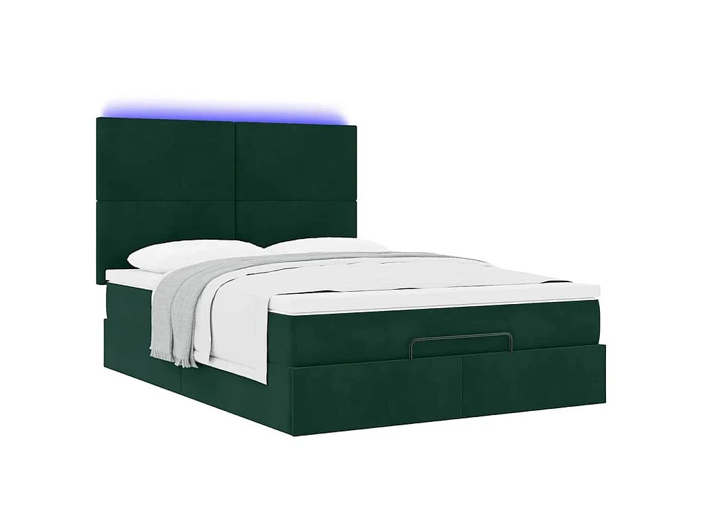 Estructura de cama otomana con colchones verde oscuro 140x200cm