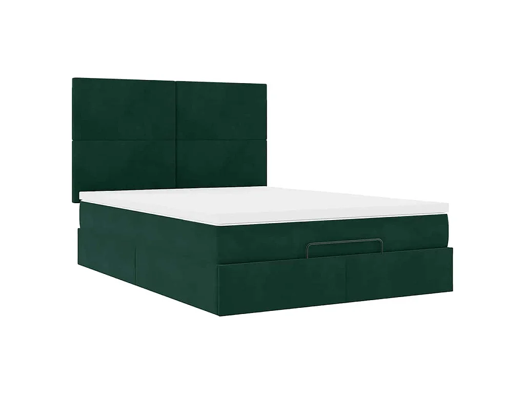 Estructura de cama otomana con colchones verde oscuro 140x200cm