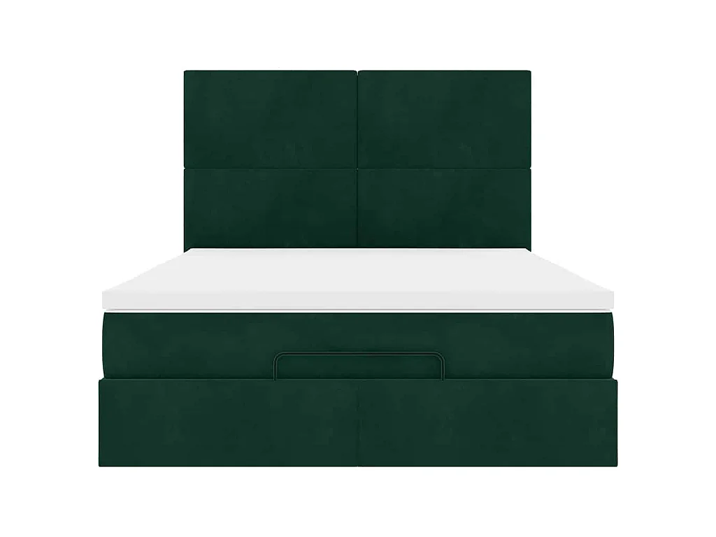 Estructura de cama otomana con colchones verde oscuro 140x200cm
