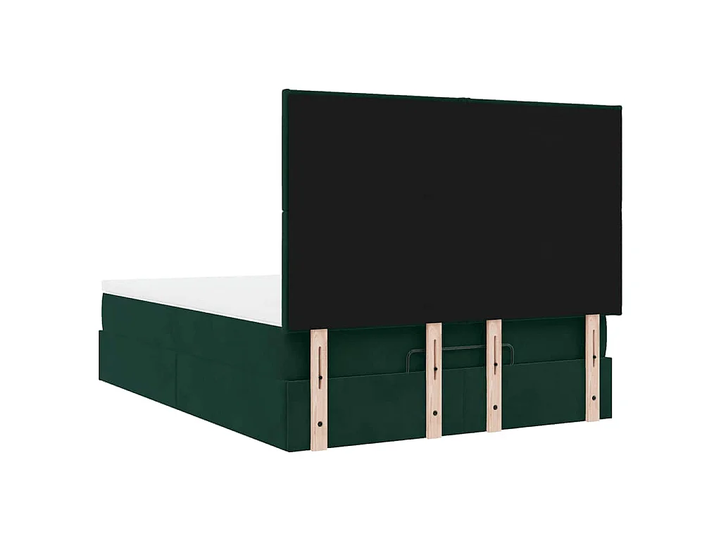 Estructura de cama otomana con colchones verde oscuro 140x200cm