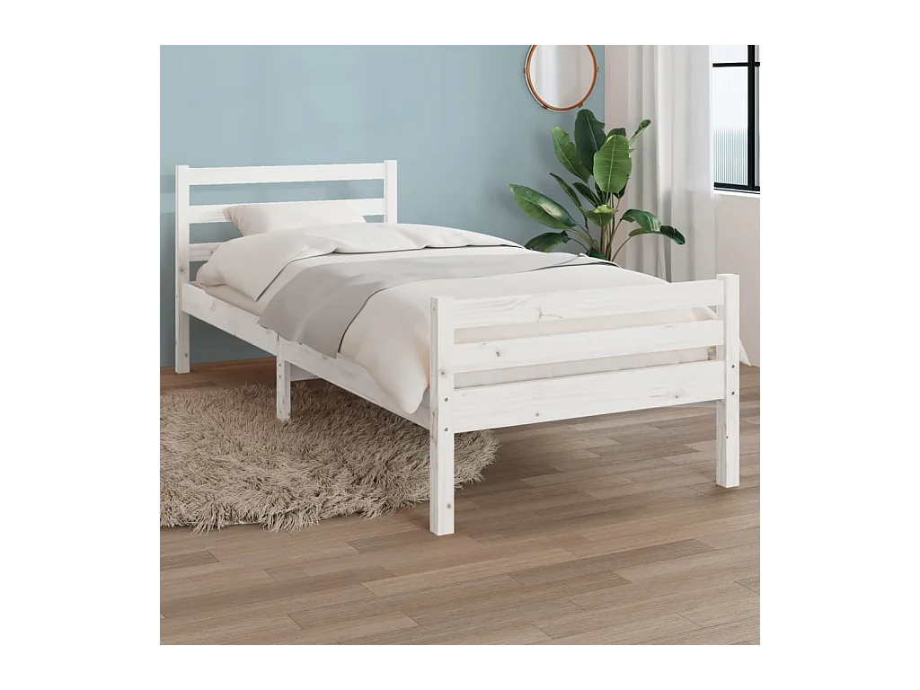 Massivholzbett Weiß 100x200 cm