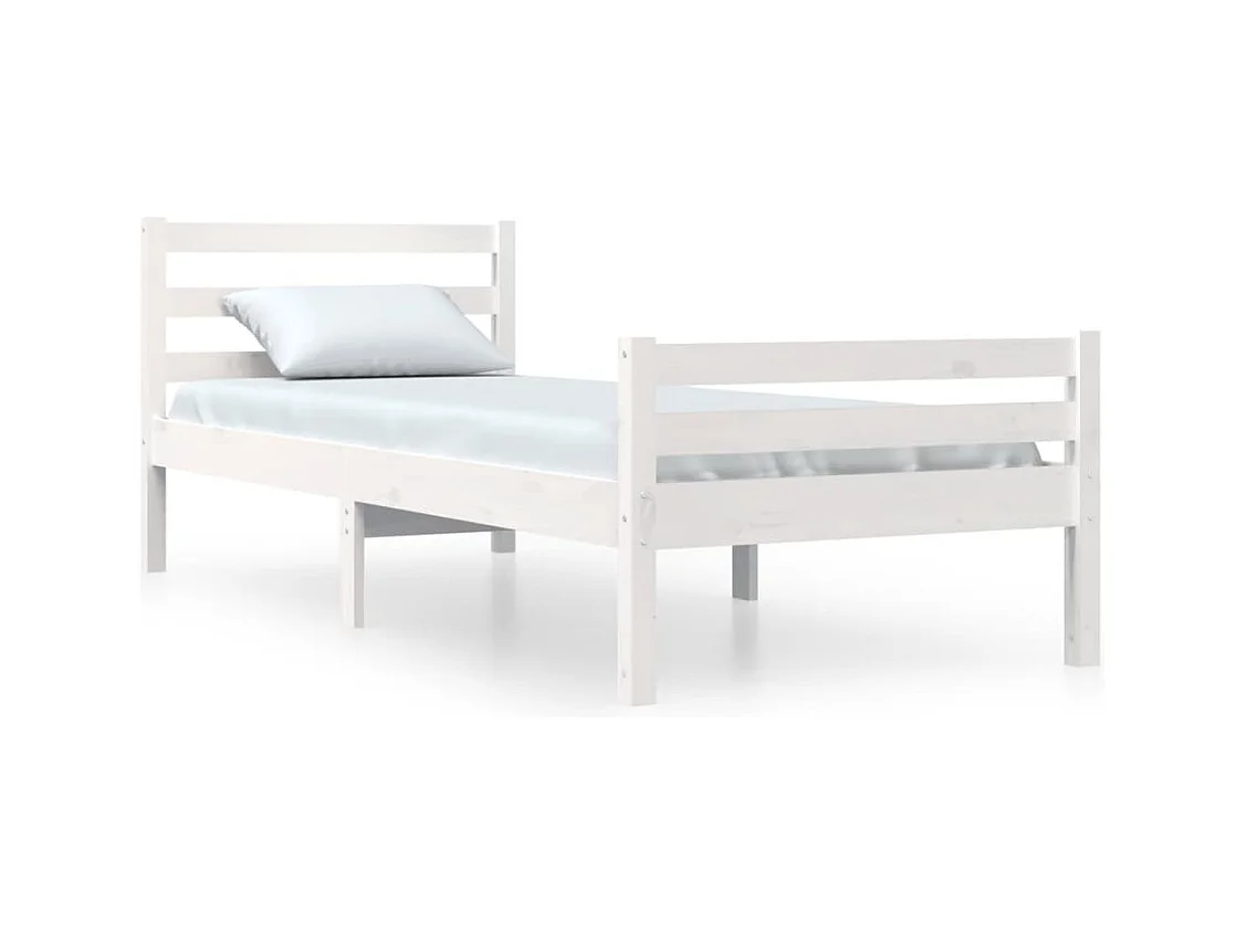 Massivholzbett Weiß 100x200 cm
