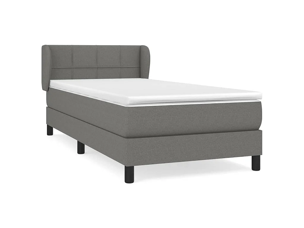 Cama com molas/colchão 90x190 cm tecido cinza-escuro