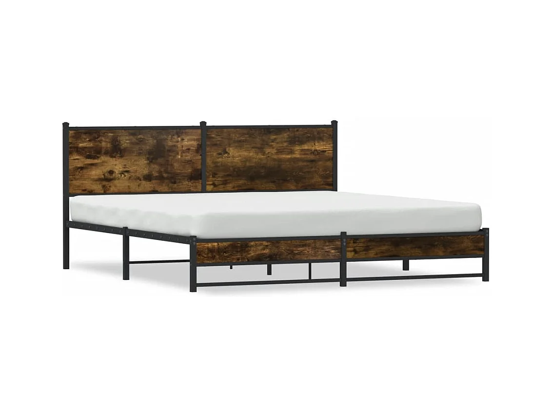 Cadre de lit en métal sans matelas chêne fumé 180x200 cm