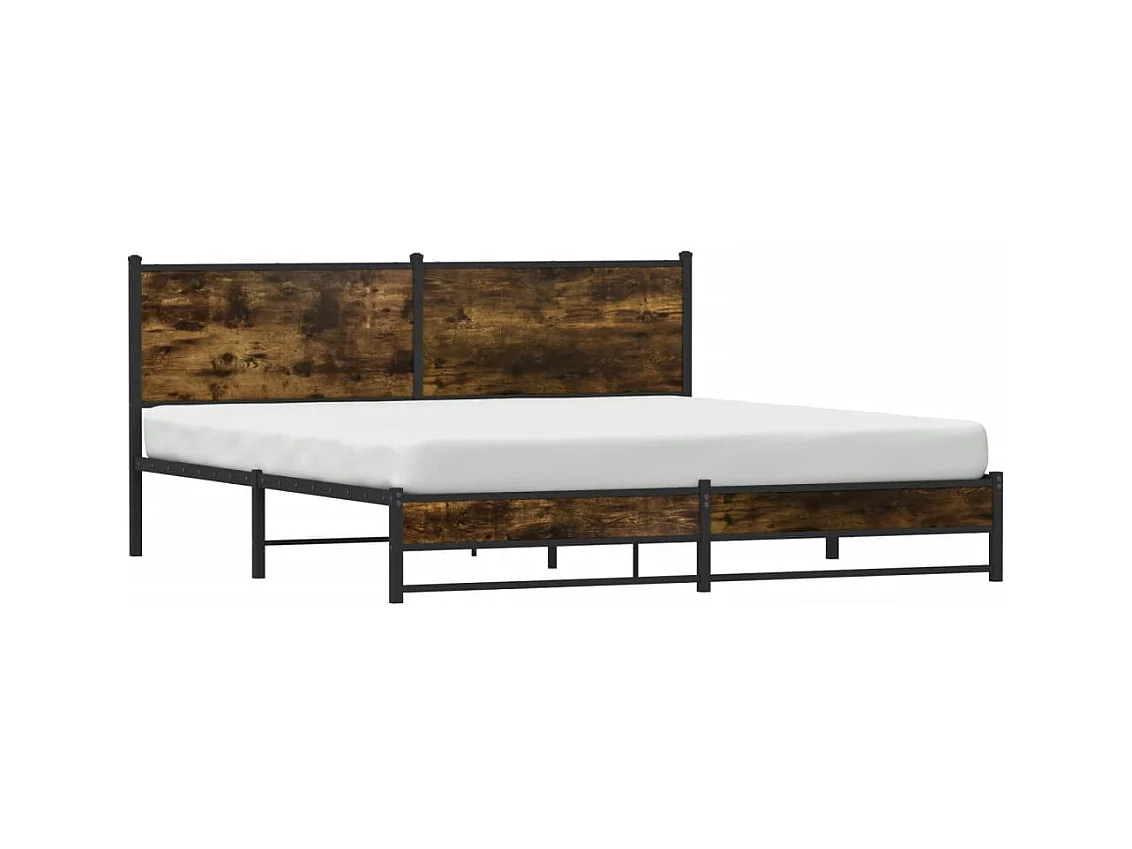 Cadre de lit en métal sans matelas chêne fumé 180x200 cm