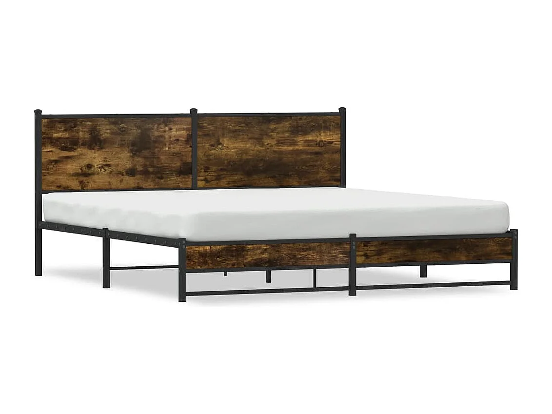Estructura de cama sin colchón metal roble ahumado 180x200 cm