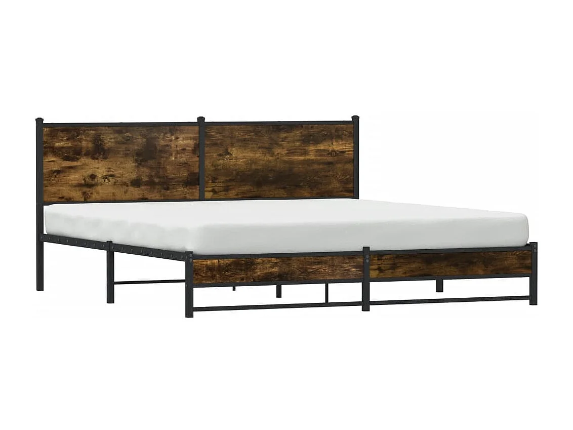 Estructura de cama sin colchón metal roble ahumado 180x200 cm