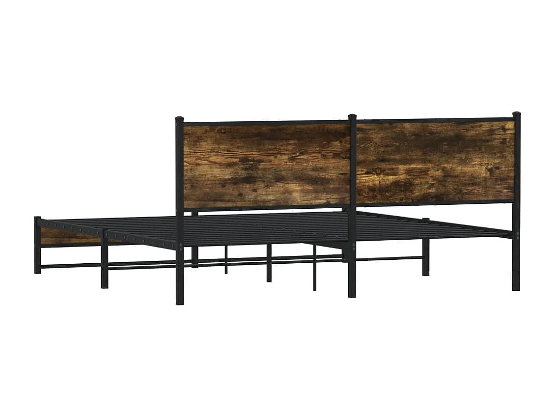 Estructura de cama sin colchón metal roble ahumado 180x200 cm