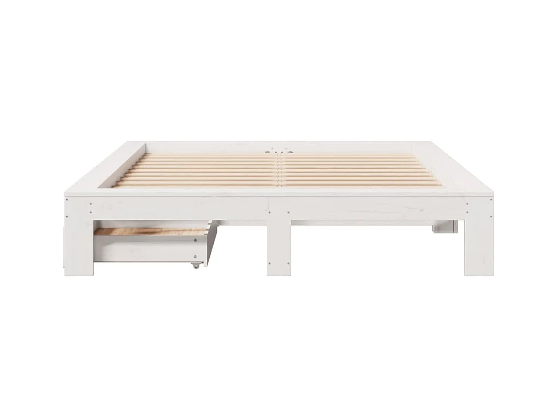 Cadre de lit sans matelas blanc 140x190 cm bois de pin massif
