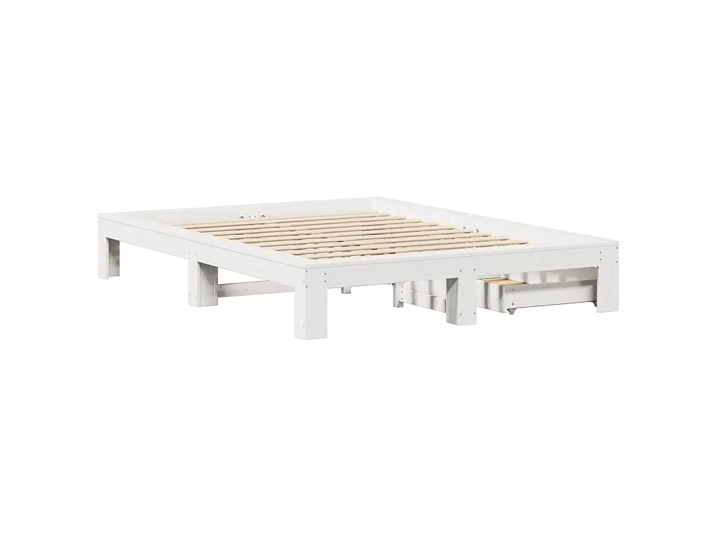 Cadre de lit sans matelas blanc 140x190 cm bois de pin massif