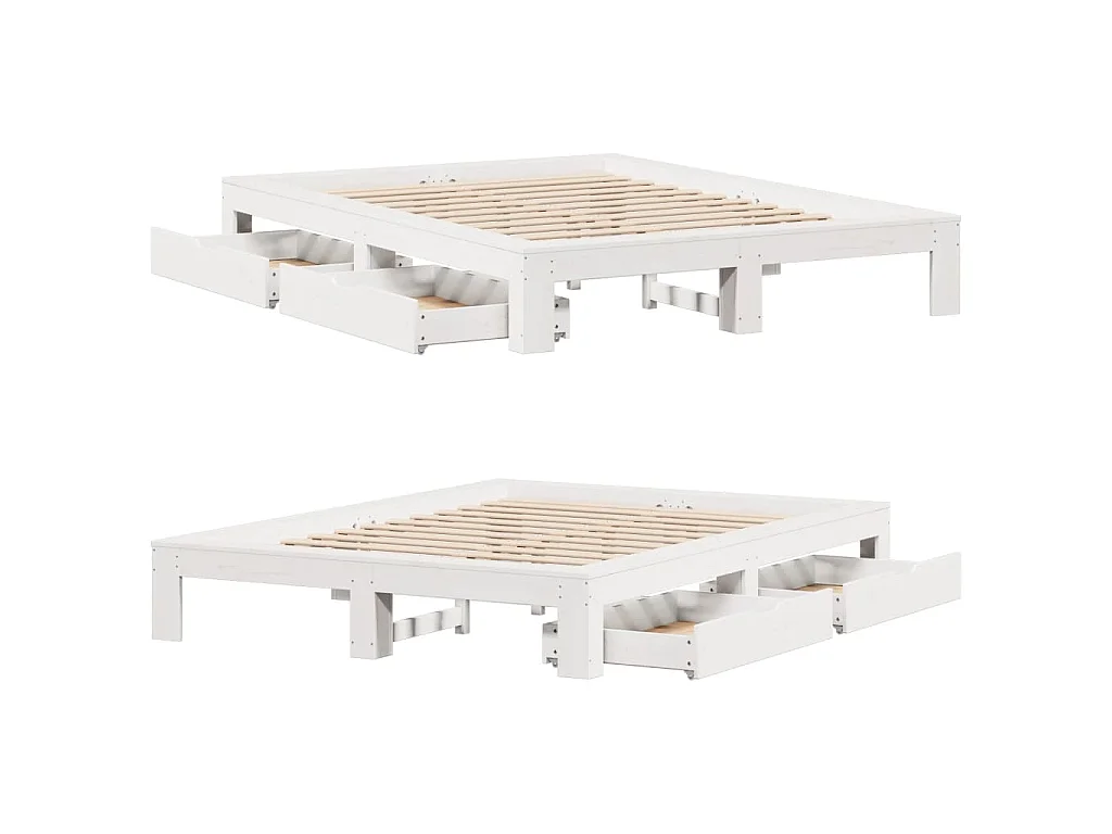 Cadre de lit sans matelas blanc 140x190 cm bois de pin massif