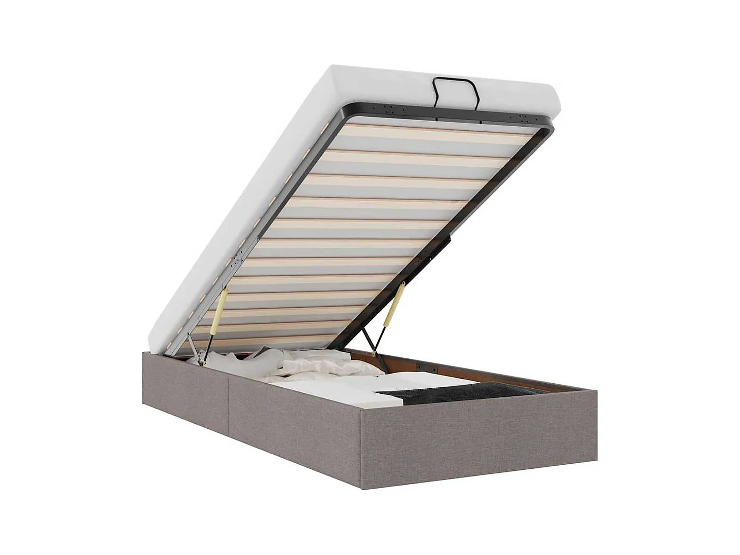 Estructura cama otomana sin colchón tela gris pardo 100x200cm