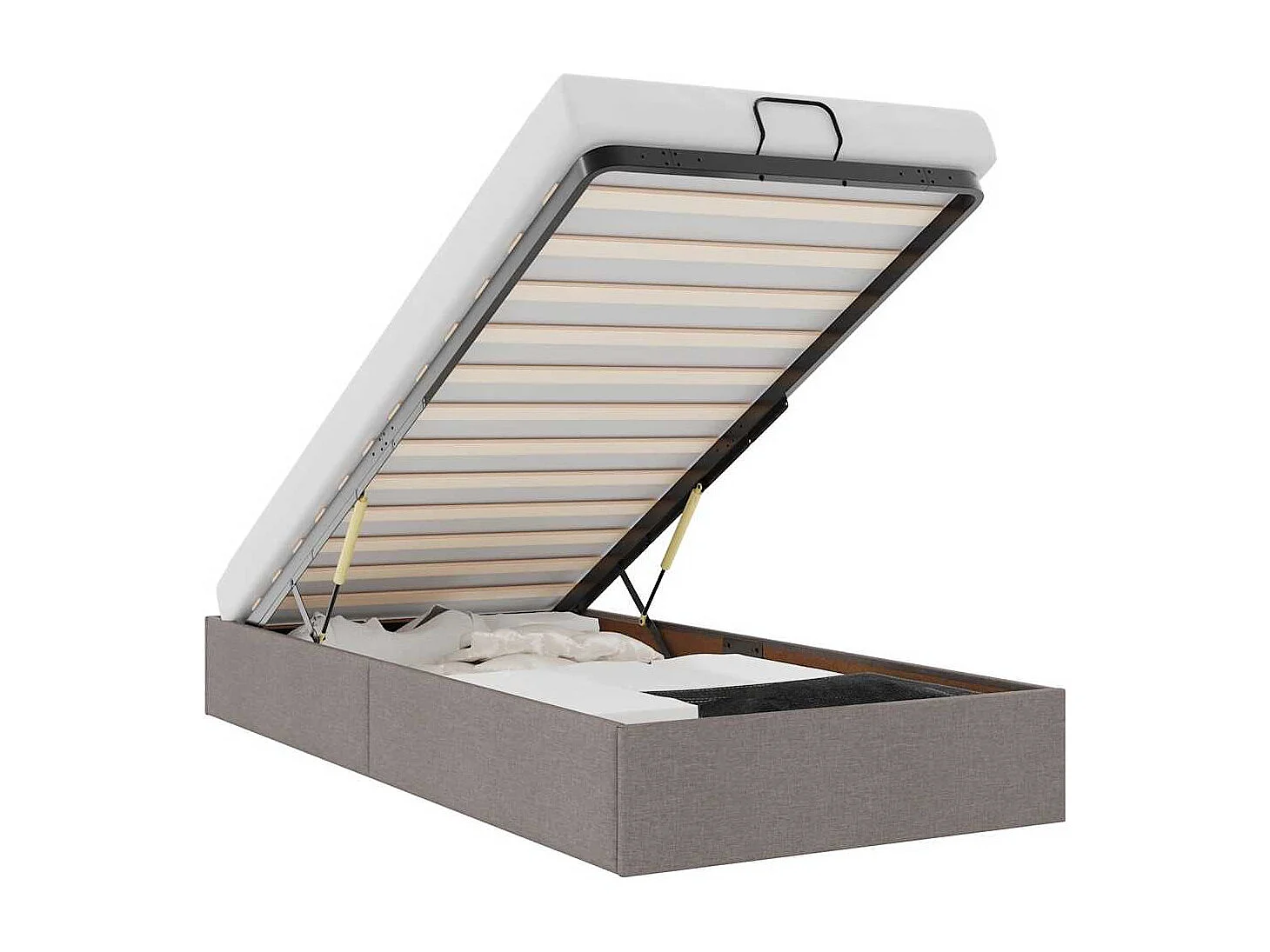 Estrutura de cama otomana sem colchão 100x200cm tecido cinzento