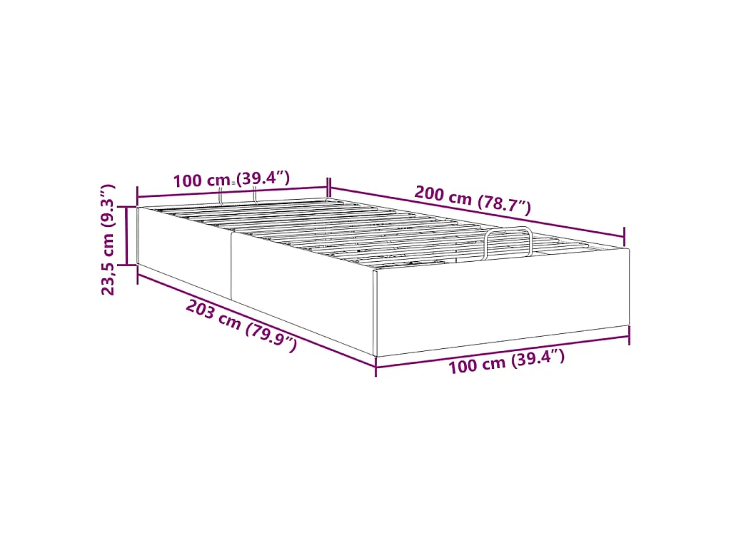 Ottoman-Bett ohne Matratze Taupe 100x200 cm Stoff