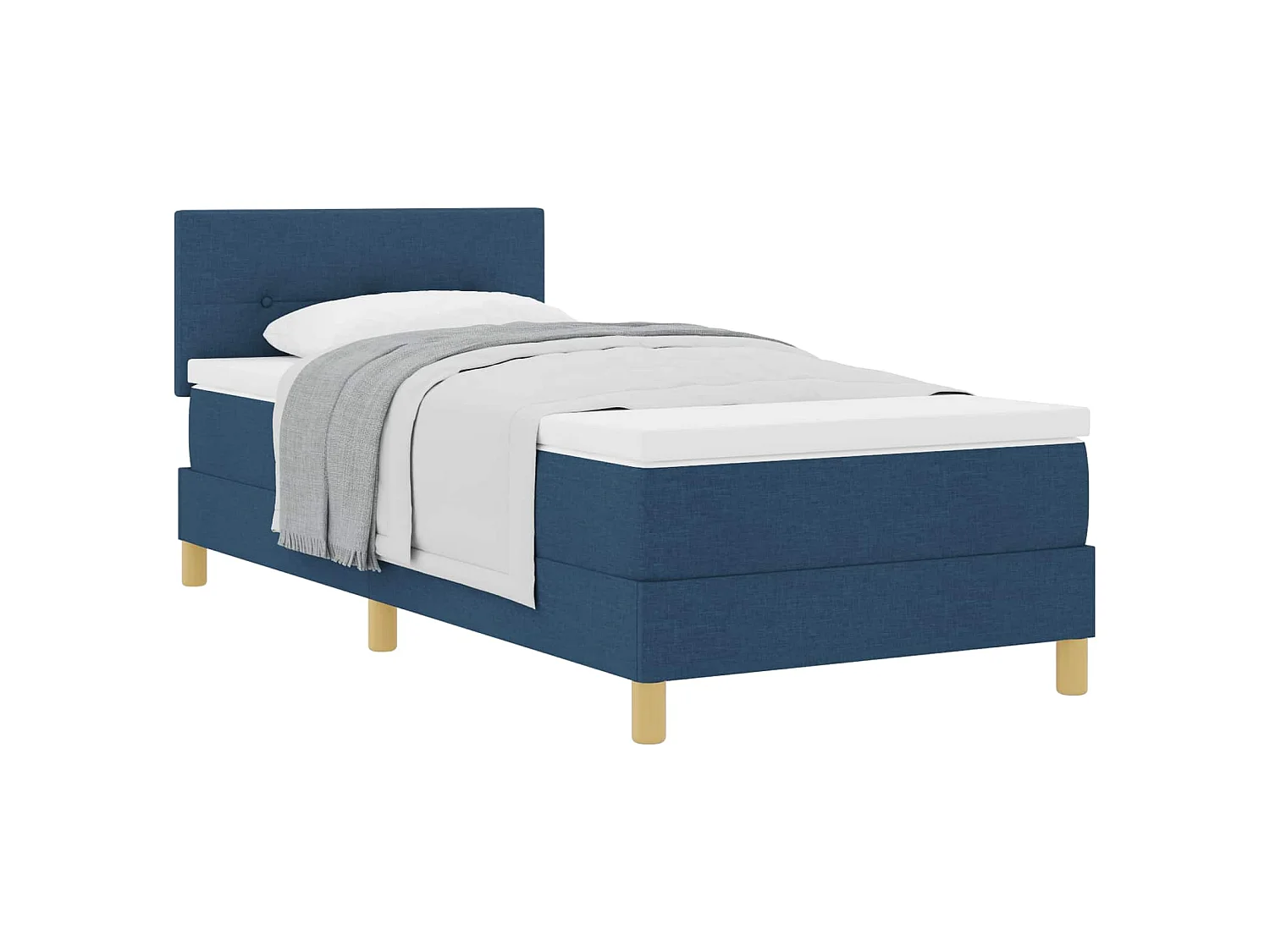 Boxspringbed met kussen met hoofdeinde Blauw 90 x 200 cm Stof