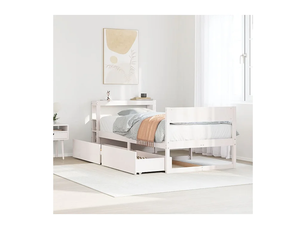 Cadre de lit sans matelas blanc 90x200 cm bois de pin massif