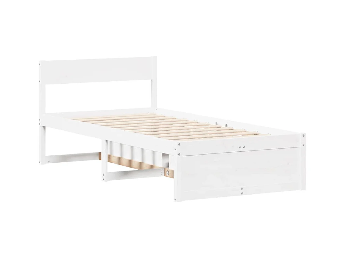 Cadre de lit sans matelas blanc 90x200 cm bois de pin massif