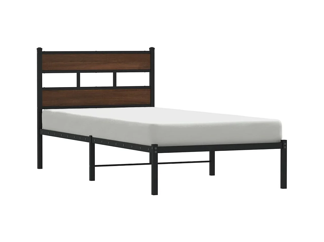 Bettgestell ohne Matratze mit Kopfteil Braun Eiche 100x200 cm