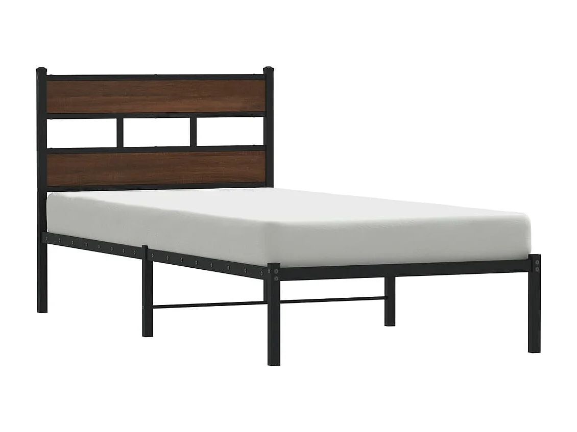 Bettgestell ohne Matratze mit Kopfteil Braun Eiche 100x200 cm