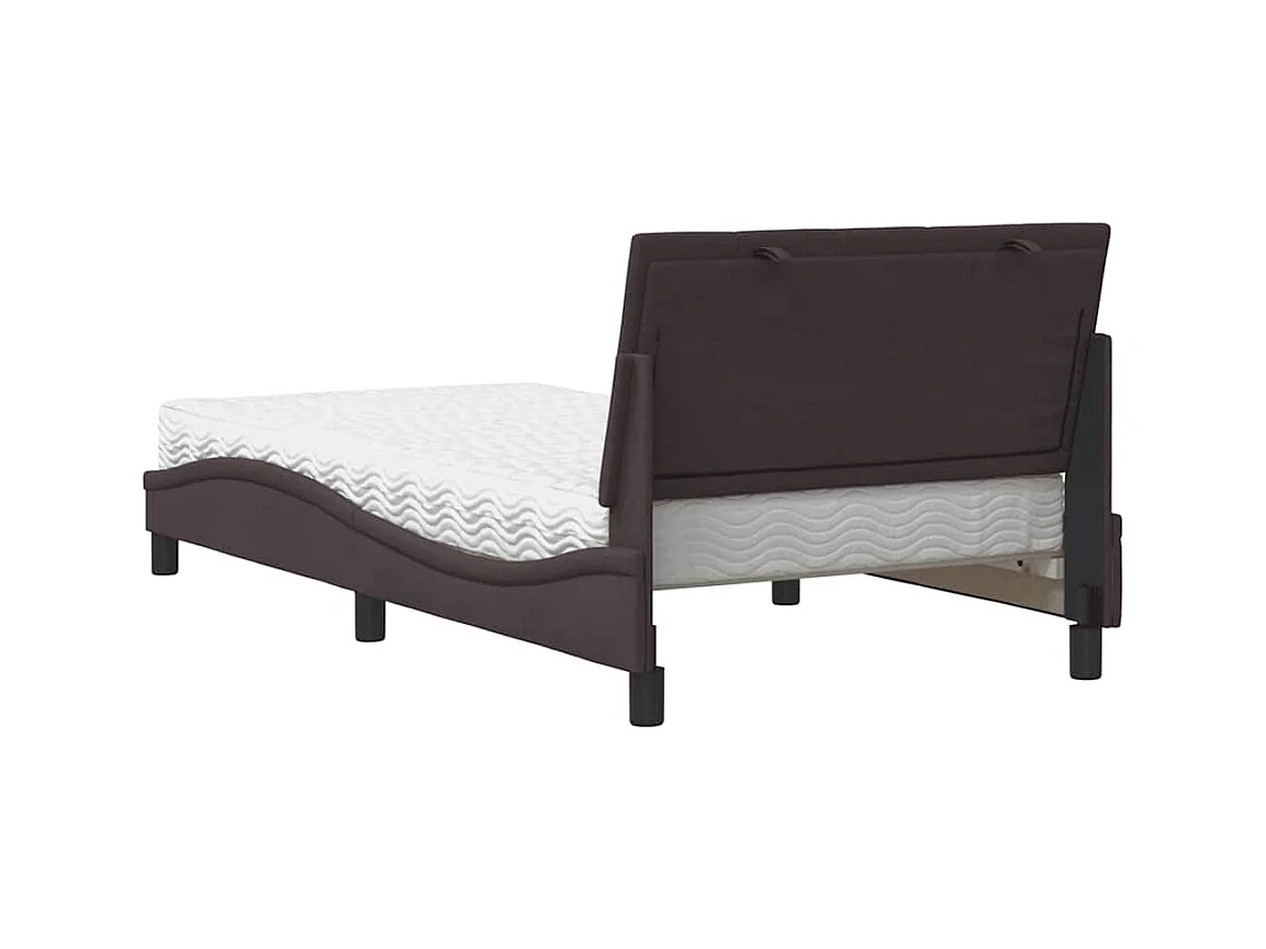 Letto con Materasso Marrone Scuro 100x200 cm in Tessuto