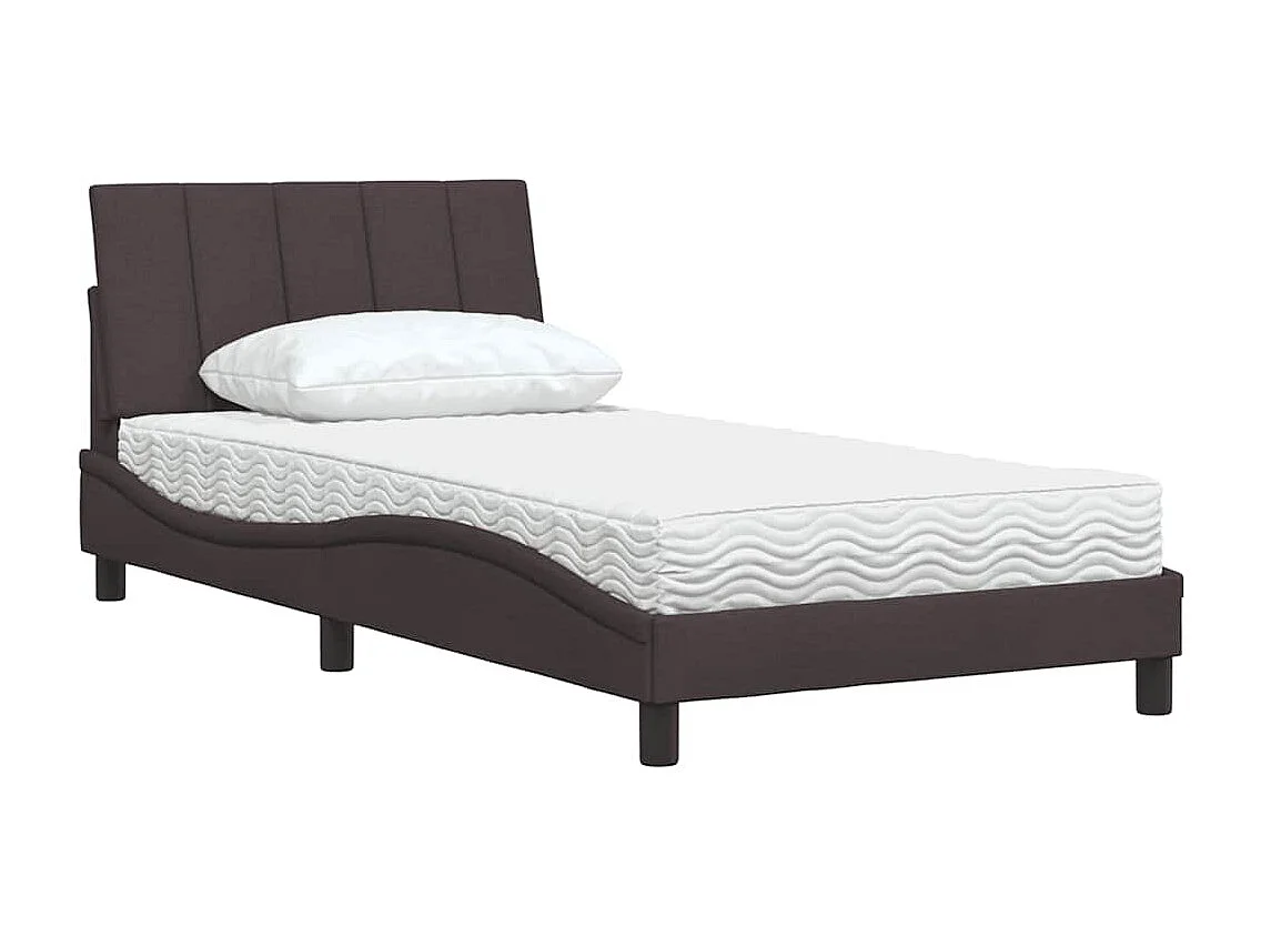 Letto con Materasso Hanko Marrone Scuro 100x200 cm in Tessuto