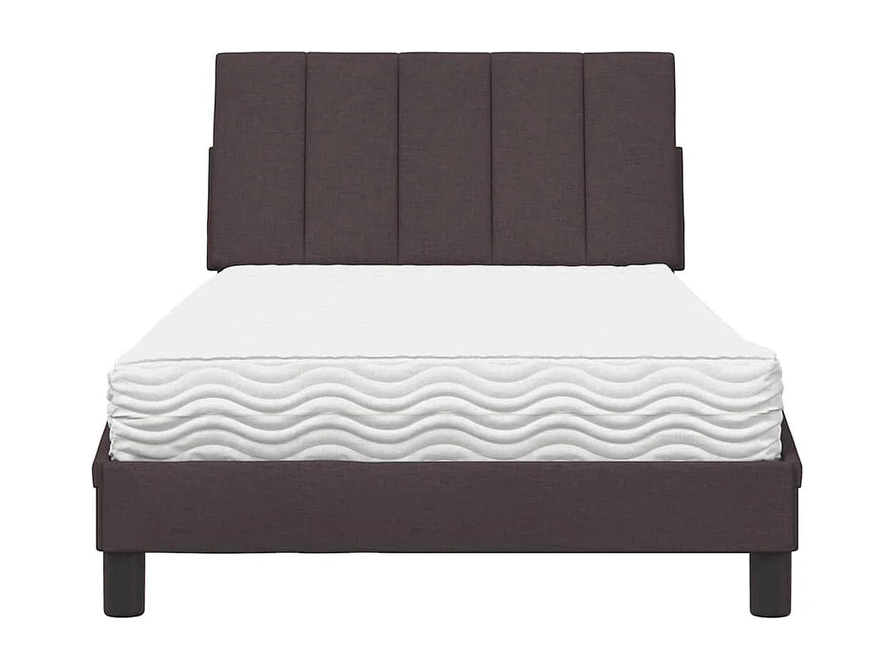 Letto con Materasso Hanko Marrone Scuro 100x200 cm in Tessuto