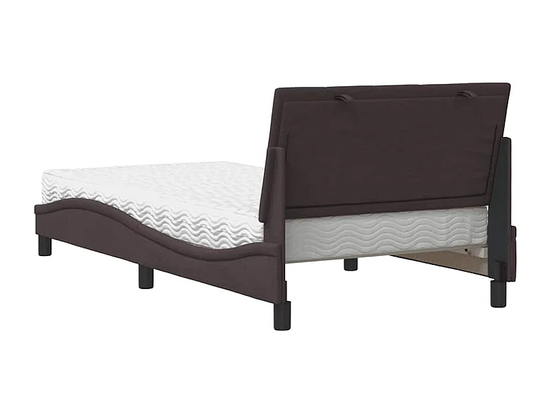 Bed met matras "Hanko" stof donkerbruin 100x200 cm