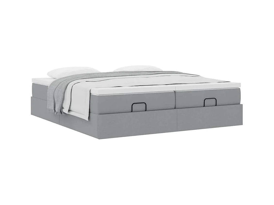 Estructura de cama otomana colchones tela gris claro 180x200cm