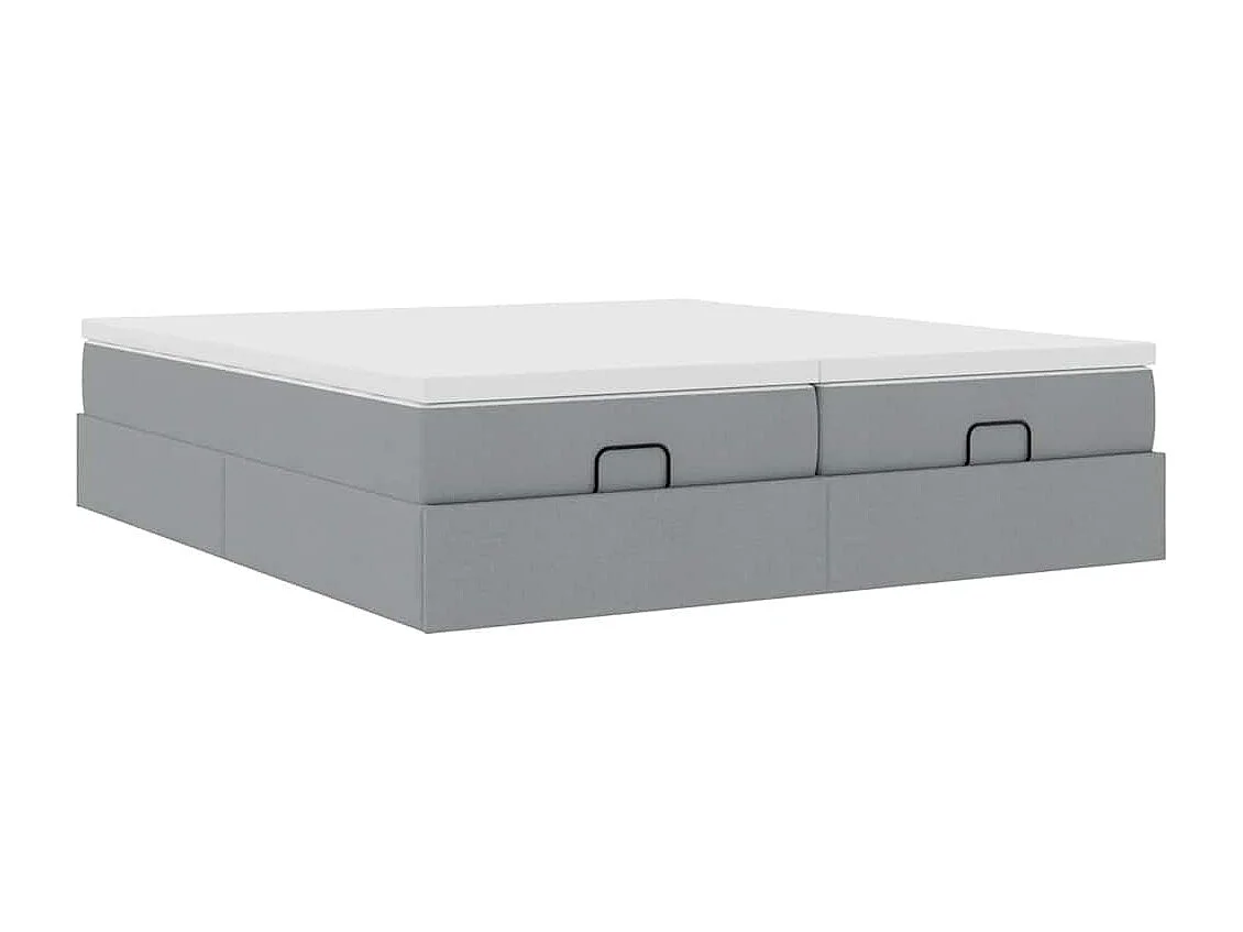 Ottoman-Bett mit Matratzen Hellgrau 180x200 cm Stoff