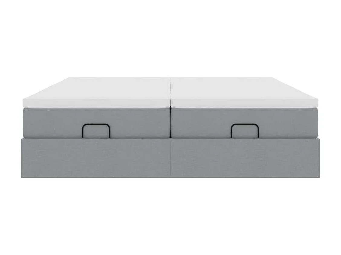 Ottoman-Bett mit Matratzen Hellgrau 180x200 cm Stoff