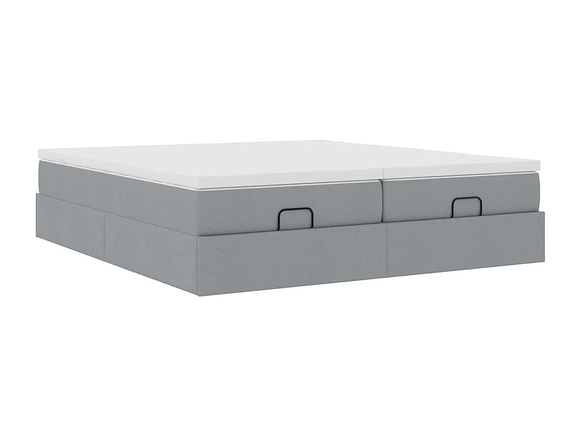 Ottoman-Bett mit Matratzen Hellgrau 180x200 cm Stoff