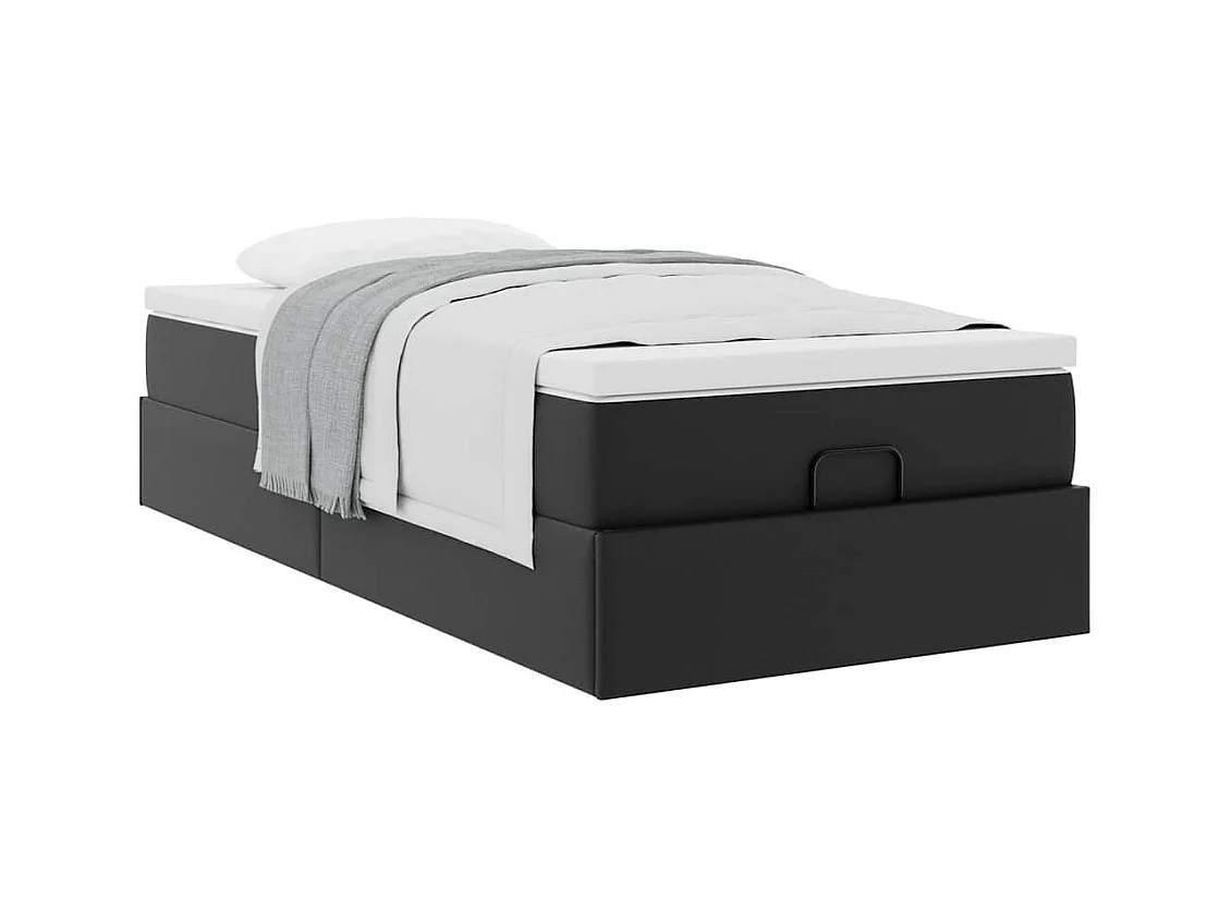Cadre de lit ottoman avec matelas noir 90x190 cm similicuir