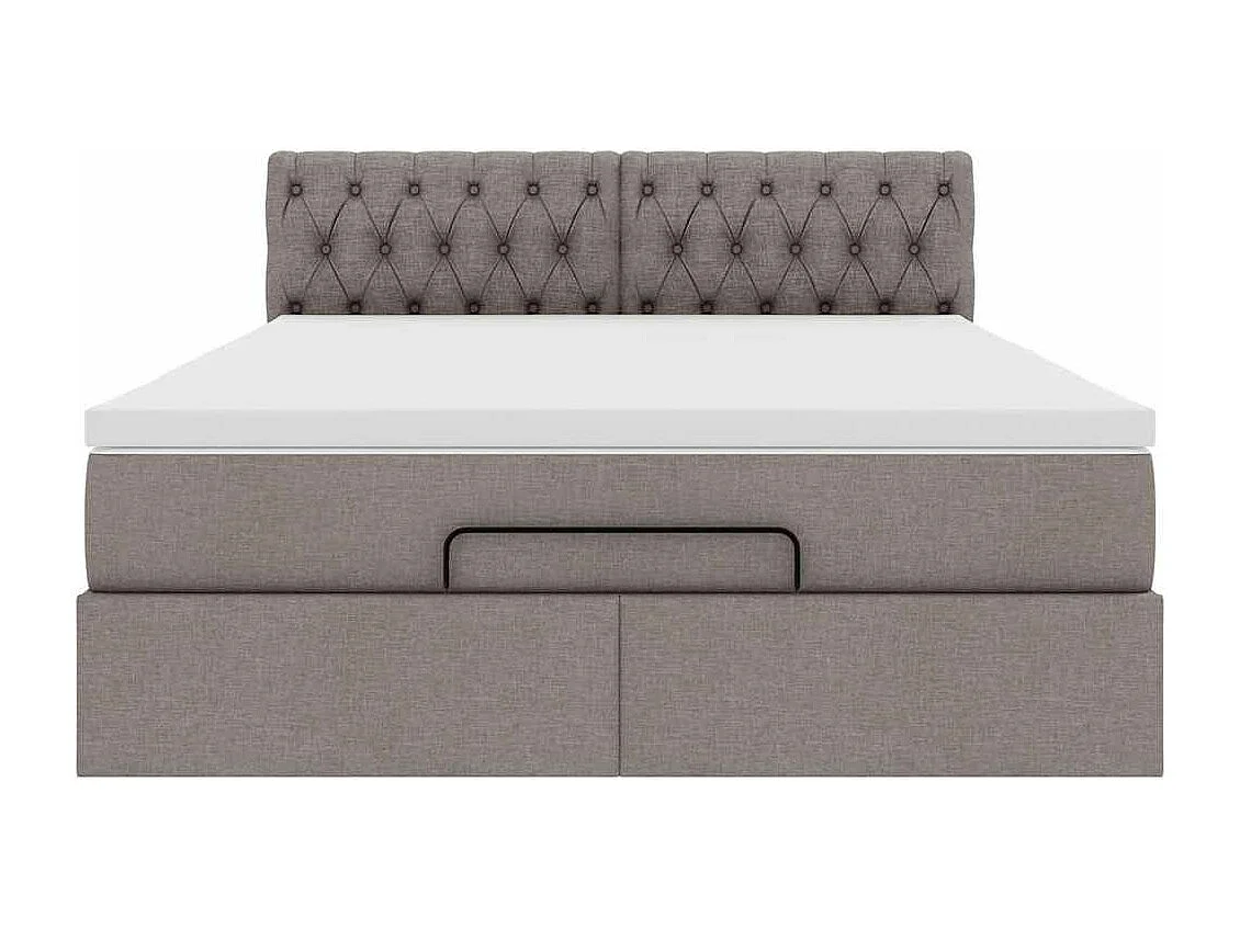Lit ottoman avec matelas et LED taupe 140x200 cm tissu
