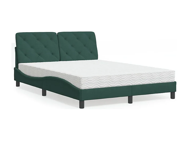 Lit avec matelas vert foncé 140x190 cm velours