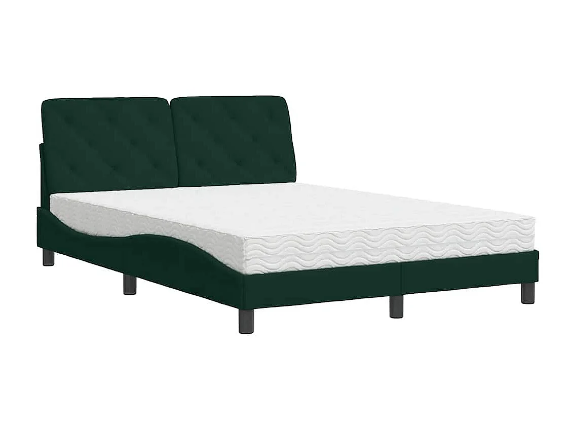 Bed met matras fluweel donkergroen 140x190 cm